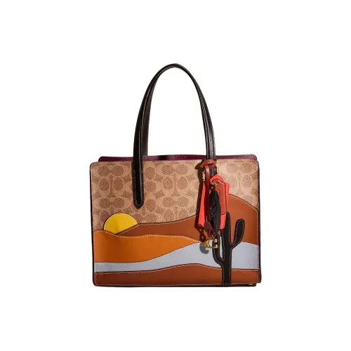 COACH Carter Покрытый холст с телячьей кожей сумка через плечо сумка большая женская латунь