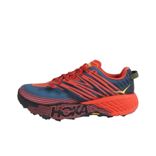 HOKA ONE ONE Speedgoat 4 Амортизаторы Устойчивость к истиранию Низкий Топ Беговые кроссовки Мужские Красный Синий