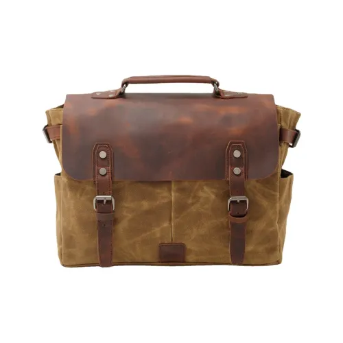 TTaG．baG Кожа с Батиком Холст Сумка Через плечо Сумка Стандартная Мужская Хаки Черный Темно-Серый Армейский Зеленый