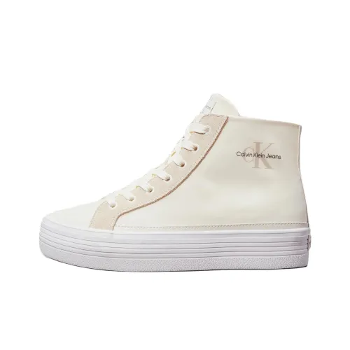 CKJ CALVIN KLEIN JEANS Высокие Кроссовки для скейтбординга Женские Сливочно-белые