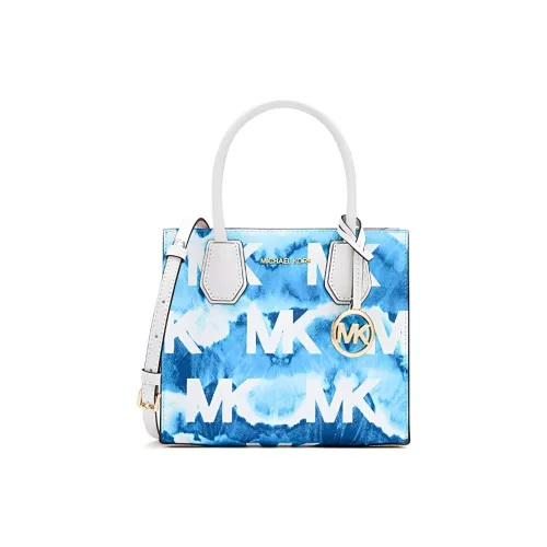 MICHAEL KORS Mercer Кожа Тоут Сумка Сумка для покупок Сумка Сумка через плечо Сумка через плечо Маленькая Женская Синяя и Белая