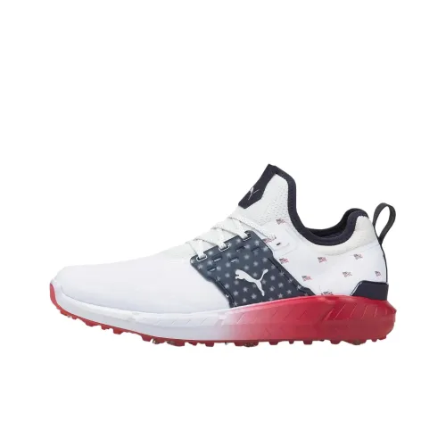 PUMA Ignite Articulate Износостойкие Низкие Топ Обувь для гольфа Мужская Белый Красный Синий