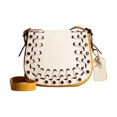 COACH Седло Перчаточная дубленая кожа Сумка через плечо Средний Женские Олово Pewter с Льняная ткань