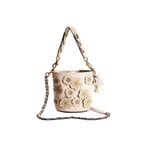 COACH Перчаточная дубленая кожа Сумка-ведро Сумка через плечо Женская Белая