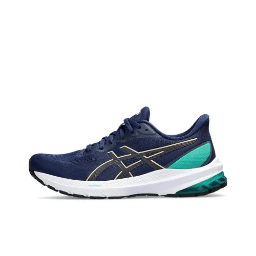 Asics GT 1000 12 Амортизация Износостойкий Низкий Топ Беговые кроссовки Женские Синий