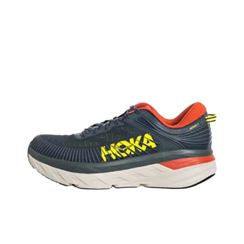 HOKA ONE ONE Bondi 7 Амортизация Устойчивость к истиранию Дышащие Низкие Кроссовки для бега Мужские Серый Розовый