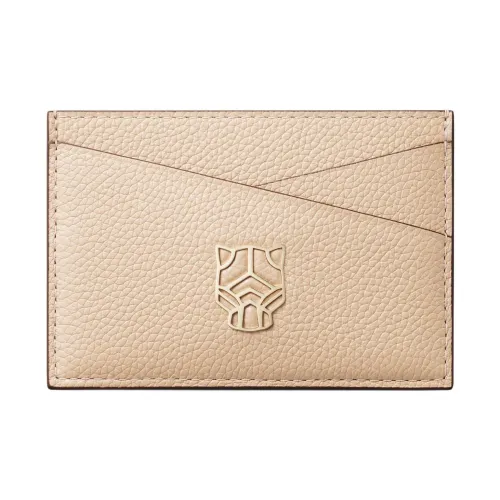 Cartier Panthere De Cartier Collection Panther Collection Рельефная Телячья Кожа Держатель для Карт Женский Светлый Бежевый