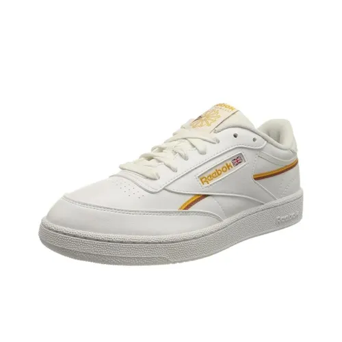 Reebok CLUB C 85 Vegan Дышащие Низкие Кроссовки для Скейтбординга Унисекс Белый Желтый