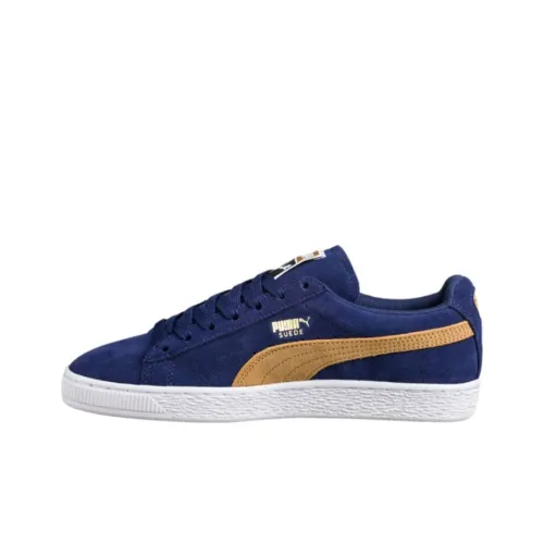 PUMA Suede Series Классические Низкие Кроссовки для Скейтбординга Женские Синие Оранжевые Многоцветные
