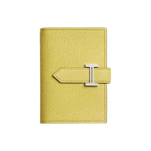 HERMES Bearn Mysore Шевро Кошелек Мини Женские 0Y Лимонцелло Лимон Вино Желтый