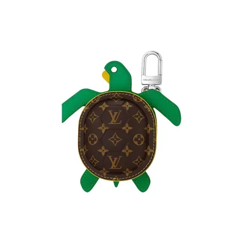 LOUIS VUITTON Кожа Bag Charm Монета Кошелек Чехол для наушников Унисекс Зеленый Коричневый