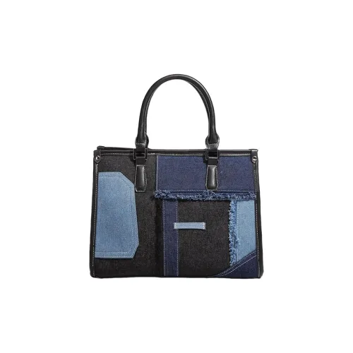 TTaG．baG Denim с PU (полиуретан) панель Сумка через плечо Женская Черная Светло-синяя