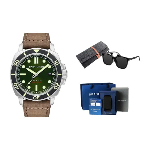 SPINNAKER HULL Collection Мужские часы Автоматический механический механизм Естественная кожа Ремешок Зеленый циферблат Мужские часы