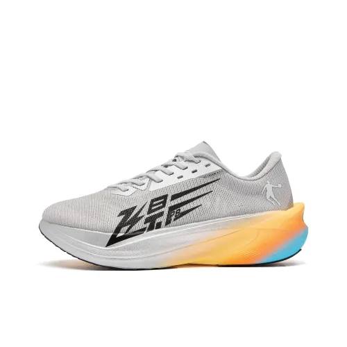 QIAODAN Flying Shadow PB4,0 Беговые кроссовки Низкий топ Серый Серебряный Атомный Оранжевый Женский