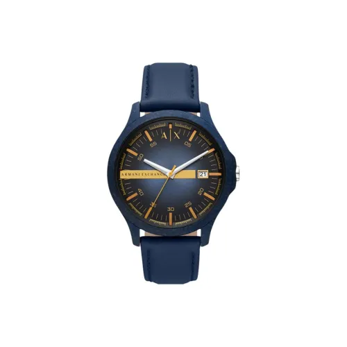 ARMANI EXCHANGEAE Наручные часы Кварцевый механизм Кожаный ремешок 46 мм Черный циферблат Мужские часы
