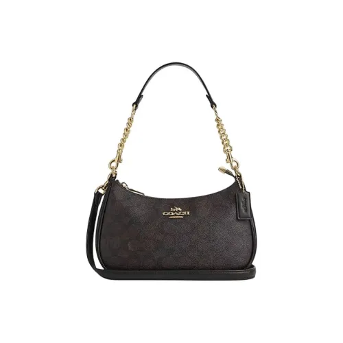 COACH Teri Искусственная кожа с переработанной кожей сумка через плечо сумка среднего размера женская темно-коричневый