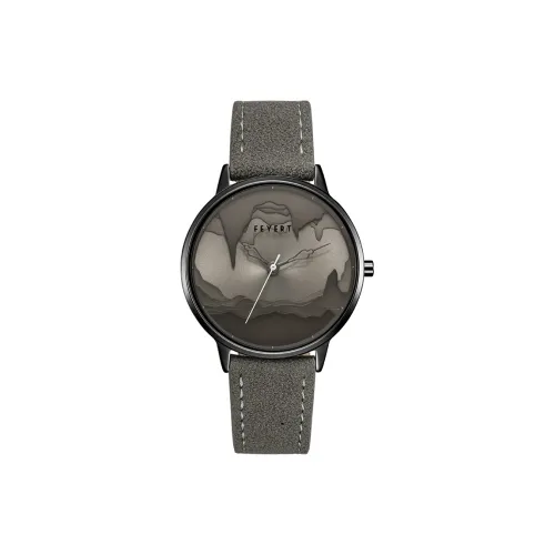 FEYERT Hole Collection Students Trendy Wrist Watch Кварцевый механизм Естественная кожа Ремешок Часы Унисекс Серый циферблат