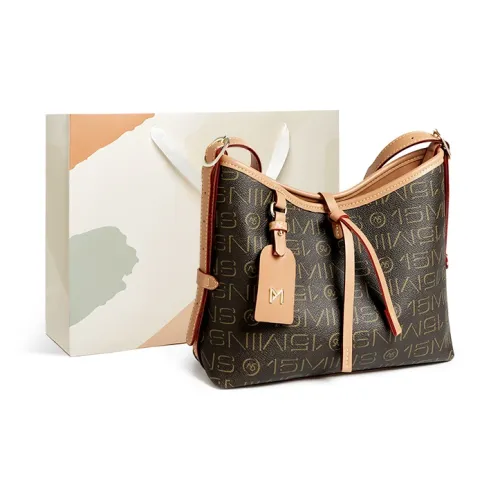 15 MINS PVC Тоут Сумка Плечевая Сумка Средняя Женская Кофейно-Коричневая