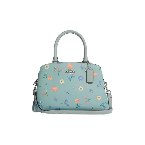 COACH Lillie Утонченная кожа ручная сумка сумка через плечо среднего размера женская зеленый цвет Morandi