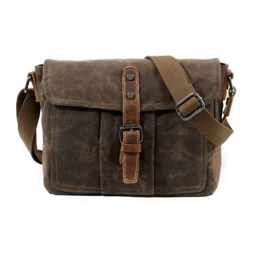 TTaG．baG Сумка из холста с батиком и кожаными вставками Сумка-мессенджер Сумка-досье Сумка через плечо Сумка на плечо Мужская Многоцветная