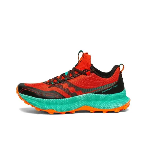 Saucony Endorphin Trail Slip-Resistant Abrasion-Resistant Низкий Топ Обувь Мужская Оранжевый Зеленый