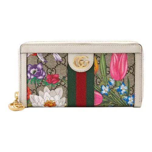 GUCCI Ophidia Холст и Кожа Кошелек Женская Сумка Цвет Эбеновое дерево Белый Многоцветный