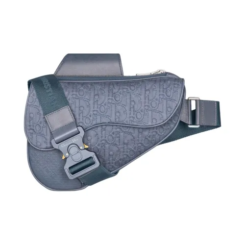 DIOR Техническая ткань с гладкой коровьей кожей седельная сумка сумка через плечо стандартная мужская синяя