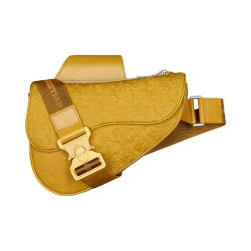 DIOR Техническая ткань Saddle Сумка через плечо Женская Желтая