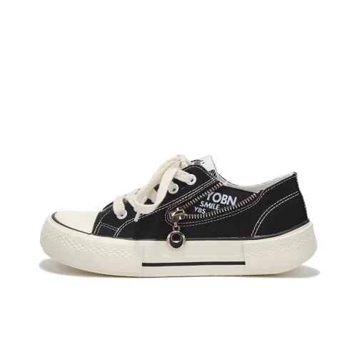 Yobn Canvas Shoes Low Top Black Women's