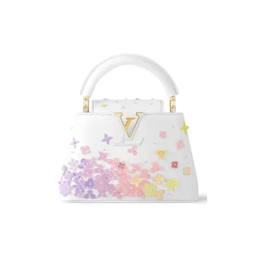 LOUIS VUITTON Capucines Гладкая Телячья Кожа Плечевая Сумка Сумка Мини Женская Оптический Белый
