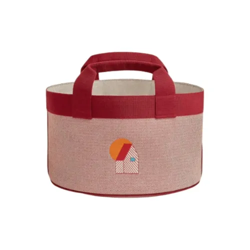 HERMES Les Cabanes Вышивка с холщовой сумкой сумка для хранения женская сумка апельсин и малиновый