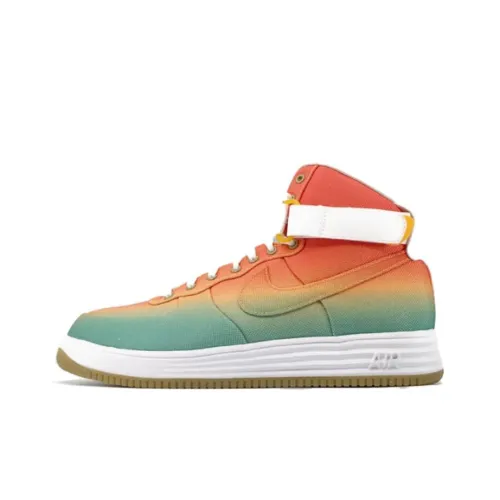 Nike Lunar Force 1 High Turbo Покрытие против скольжения Амортизация MID Топ Скейтбординг Кроссовки Унисекс Зеленый Красный