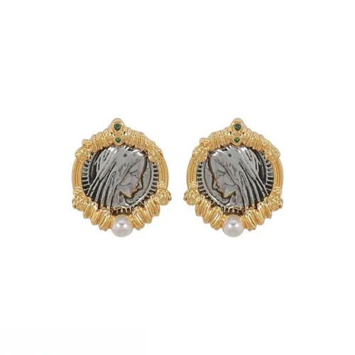 PANDUONA Copper Stud Earrings Women's