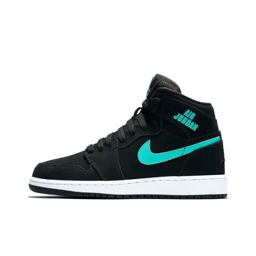 Jordan Air Jordan 1 Ретро High Черный Hyper Jade High Топ Винтажные баскетбольные кроссовки GS Черно-зеленый