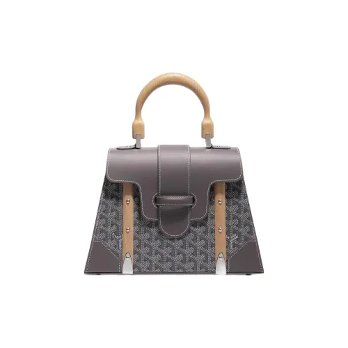 GOYARD Холст и кожа через плечо сумка маленькая женская серая