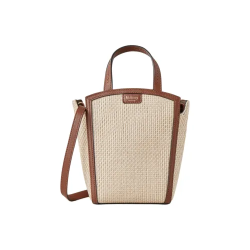 Mulberry Рафия Тоут Сумка Сумка для покупок Сумка через плечо Сумка мини Женская Экрю и Яркий Умбра