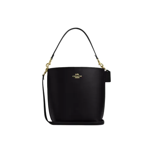 COACH Городская кожа сумка через плечо ведрообразной формы большая женская черная