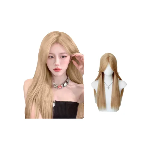 GLUNA Молочный чайно-белый Золотой Средний Часть Длинный Прямые волосы Перука