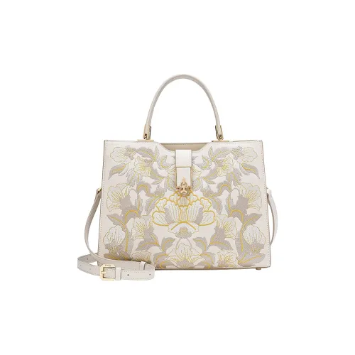 Ancient Yi Xi Коровья кожа Вышивка Сумка для мамы Премиум Сумка через плечо Женская Экрю