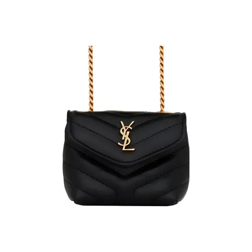 SAINT LAURENT LOULOU Чехол для наушников из коровьей кожи сумка через плечо женская черный