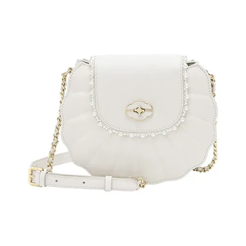 Ancient Yi Xi Коровья кожа Нишевая Жемчужная Одно плечо Премиум Цепочка Сумка через плечо Женская Экрю