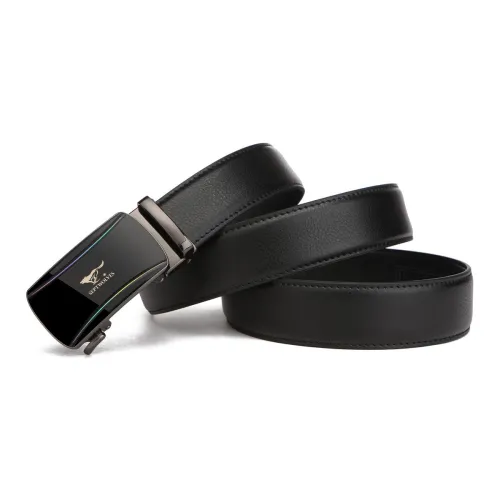 SEPTWOLVES Автоматическая застежка Бизнес Новинка Кожаные ремни Мужской Черный Ширина 3,5CM