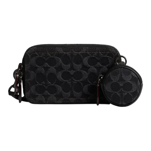 COACH Charter ICONIC Denim утонченная сумка через плечо из телячьей кожи женская черная