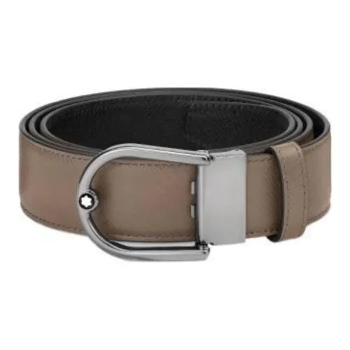 MONTBLANC Кожа Покрытие Родий Ремни из коровьей кожи Мужской Коричневый Ширина 3,5 см