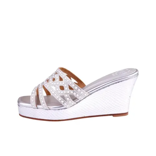 NICOLI Слипоны 7 см Женские Серебряные