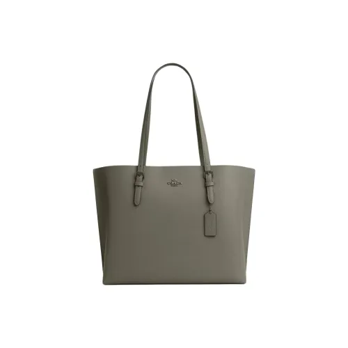 COACH Mollie Pebble Leather Tote Bag Shopping Bag Shoulder Bag Large Women's Army Green