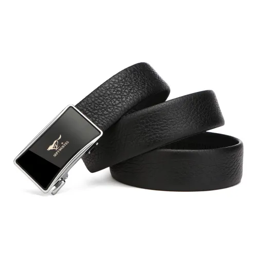 SEPTWOLVES Автоматическая застежка High End Аутентичные кожаные ремни Мужской Черный Ширина 3,5CM