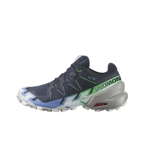 SALOMON Speedcross 6 Амортизаторы Противоскользящие Устойчивые к истиранию Низкий Топ Беговые кроссовки Женские Синий Зеленый Серый