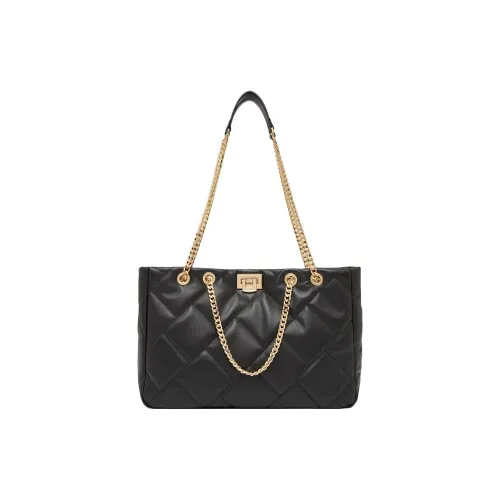 Geshiman Сумка через плечо из крупнозернистой текстуры коровьей кожи большая женская черный экрю