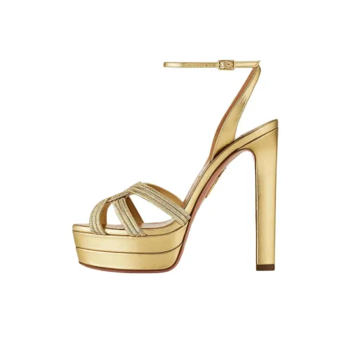 AQUAZZURA FELIX Plateau One Strap Sandals 13cm Women's Gold AQUAZZURA FELIX Plateau One Ремень Сандалии 13cm Женские Золото